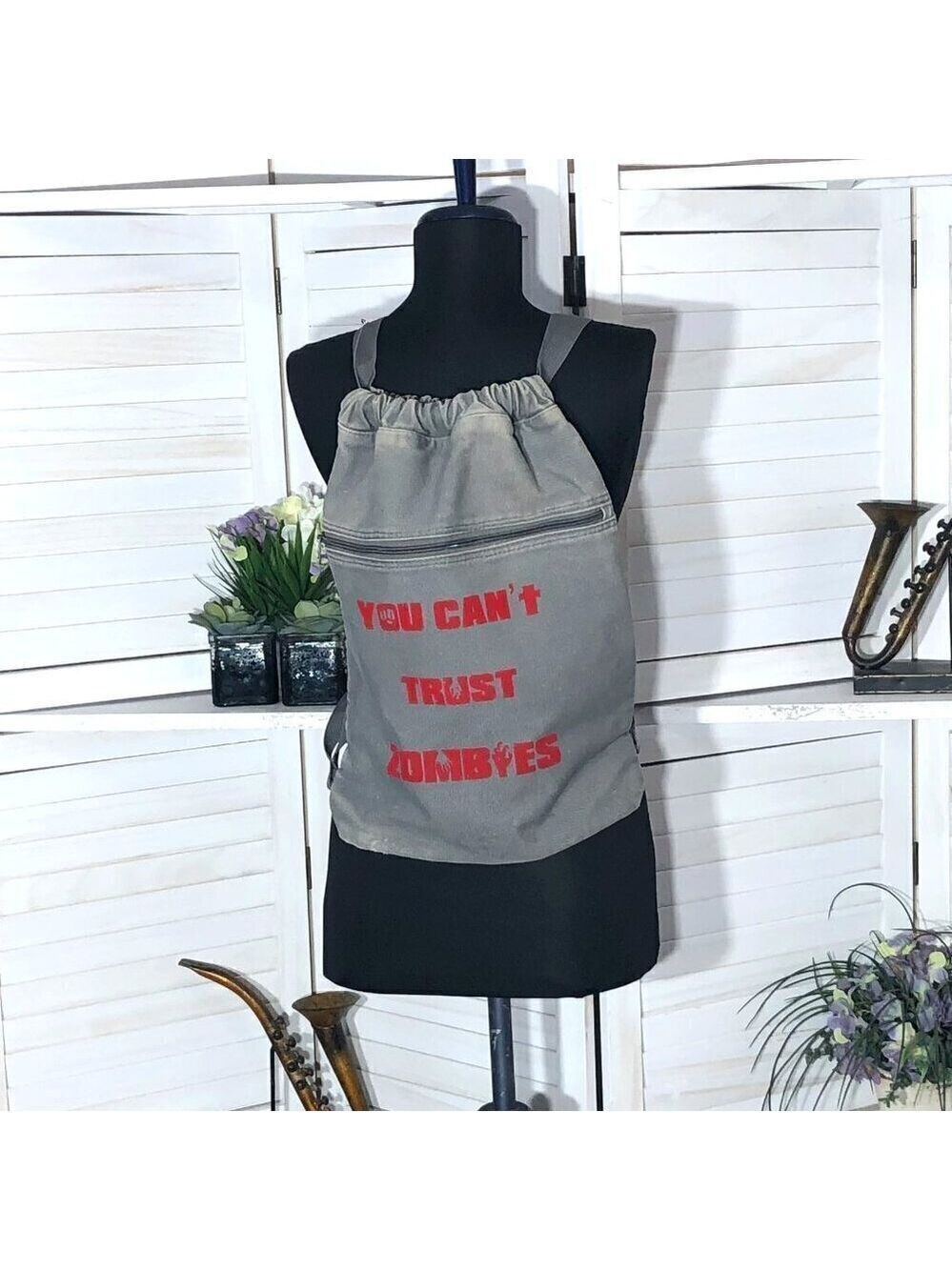 Y2K Goth Grunge Gray Canvas Backpack